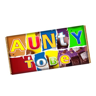Auntie To be Chocolate Bar Wrapper Novelty Gift Present For New Baby Marriage Birthday Christmas CH-9649 (with chocolate bar (100g))