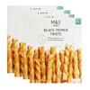 M&S Black Pepper Twists - All Butter Puff Pastry - 4 x 250G view 1