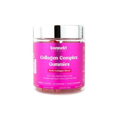 Collagen Complex Gummies with Zinc, Biotin, Folic Acid & Vitamin A, C & E, Multi-Collagen Blend with Type I, II, III, V & X, Superior Hydrolysed Collagen Peptides formulated with UK-Backed Research