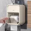 DFHS46JK Tissue Box Cover Toilet Paper Storage Box with Drawer, Wall Mounted Toilet Paper Holder, Adhesive Bathroom Roll Paper Stand In Living Room view 4