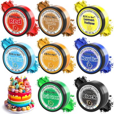 Food Colouring Powder - ERCorArt 8 Colours Upgrade Food Colouring Dust, High Bright Food Dye, Edible Paint for Cake Decorating, Icing, Baking, Desserts - 5 g (Each)