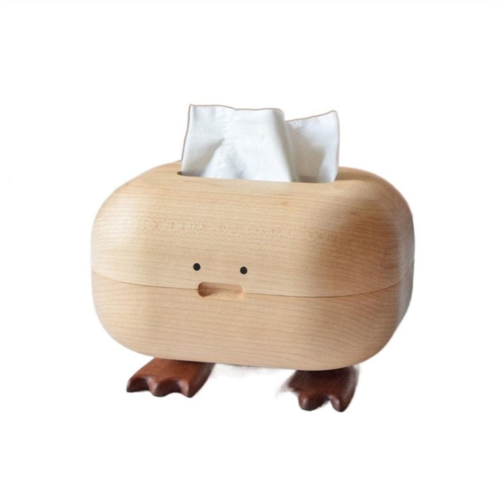 DFHS46JK Tissue Box Cover Bigfoot Duck Tissue Box, Solid Wood Household Living Room Paper Drawer Box, Creative And Cute Drawer Box In Living Room