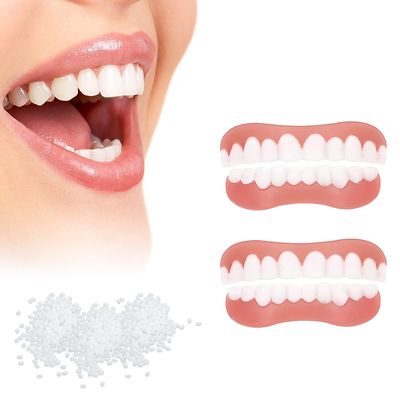 Wttfc Smile Teeth Instant Veneers Dentures, 2 Pairs False Teeth Veneers, Whitening Cosmetic Tooth, Snap on Veneers Fake Teeth, Clip in Veneers Teeth for Men and Women Cover Imperfect Teeth