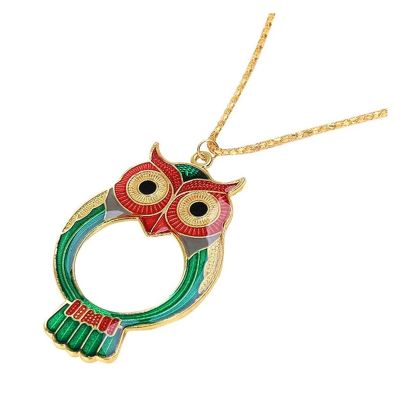 10X Cartoon Owl Mini Reading Magnifier Necklace Cute Magnifying Glass Loupe Decorative Chain Gift Pocket