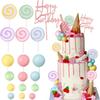 Candy Cake Toppers Sweet Cake Decoration with Lollipops Yellow Blue Pink Green balls for Candy themed Party view 1