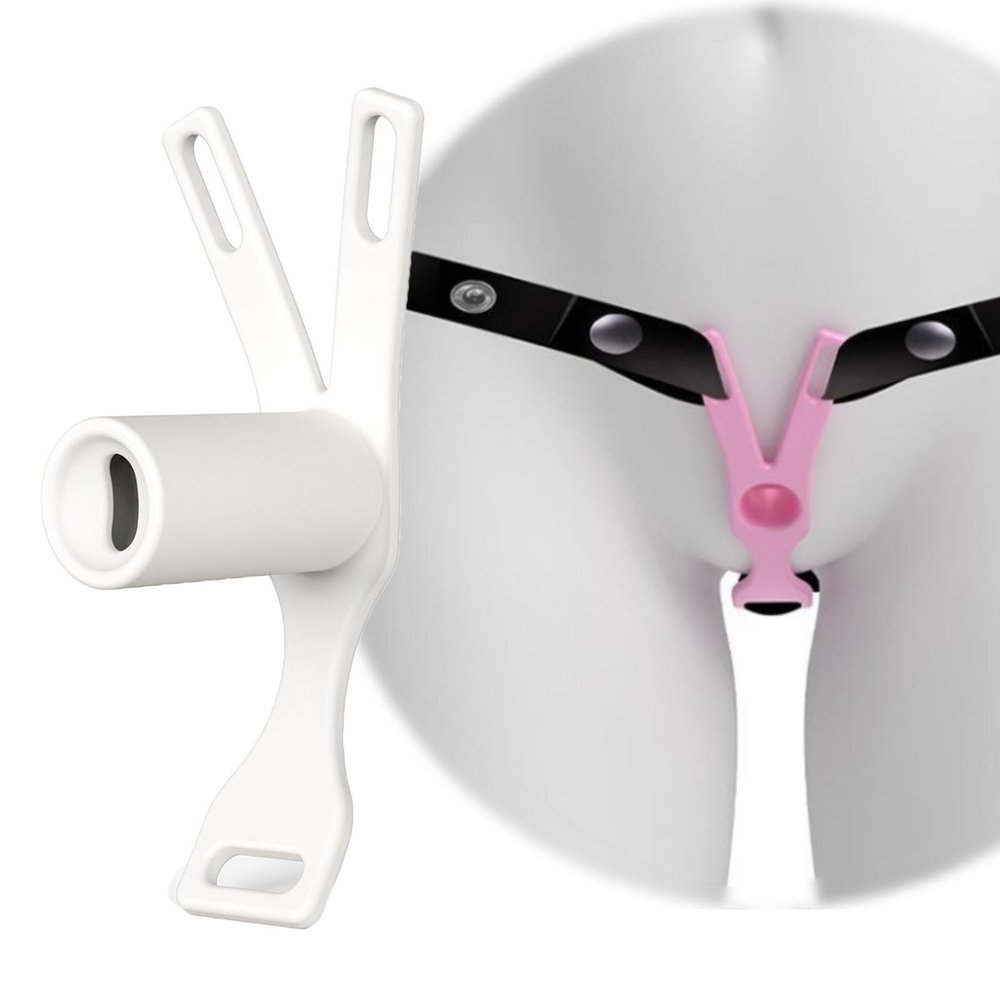 Lightweight Chastity Cage with Elastic Waist Strap, Flat Chastity Devices for Sissy Men, Male Negative Inverted Chastity Cage - HA04 (White, Long)