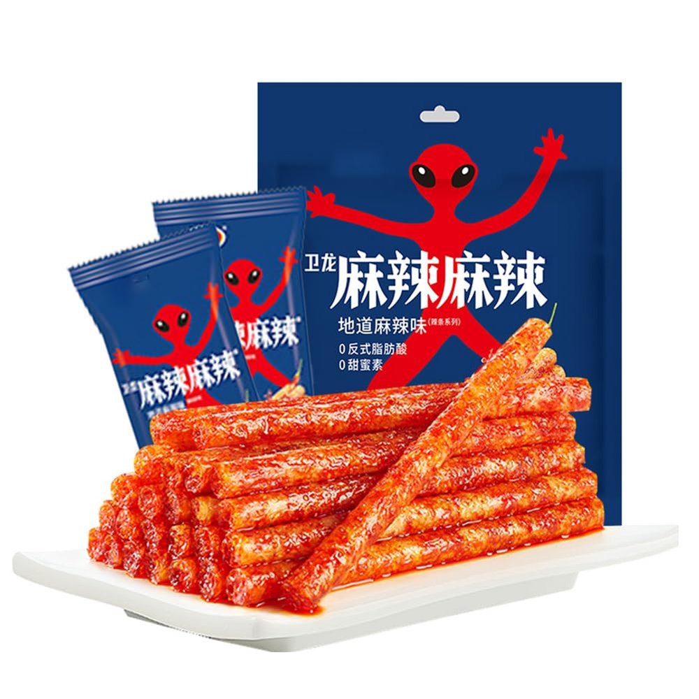 McKona Latiao 12 Packs Spicy Seasoned Snacks Sweet and Spicy Chinese Spicy Snacks Classic Hot Strips for Office Casual Snack(12 * 18g) (Two packs of mildly spicy)