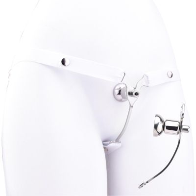 Sissy Men Flat Cage with Elastic Waist Belt, Male Flat Devices for Cross-Dressing Role Play, Metal Negative Inverted Cage - HA02 (White)
