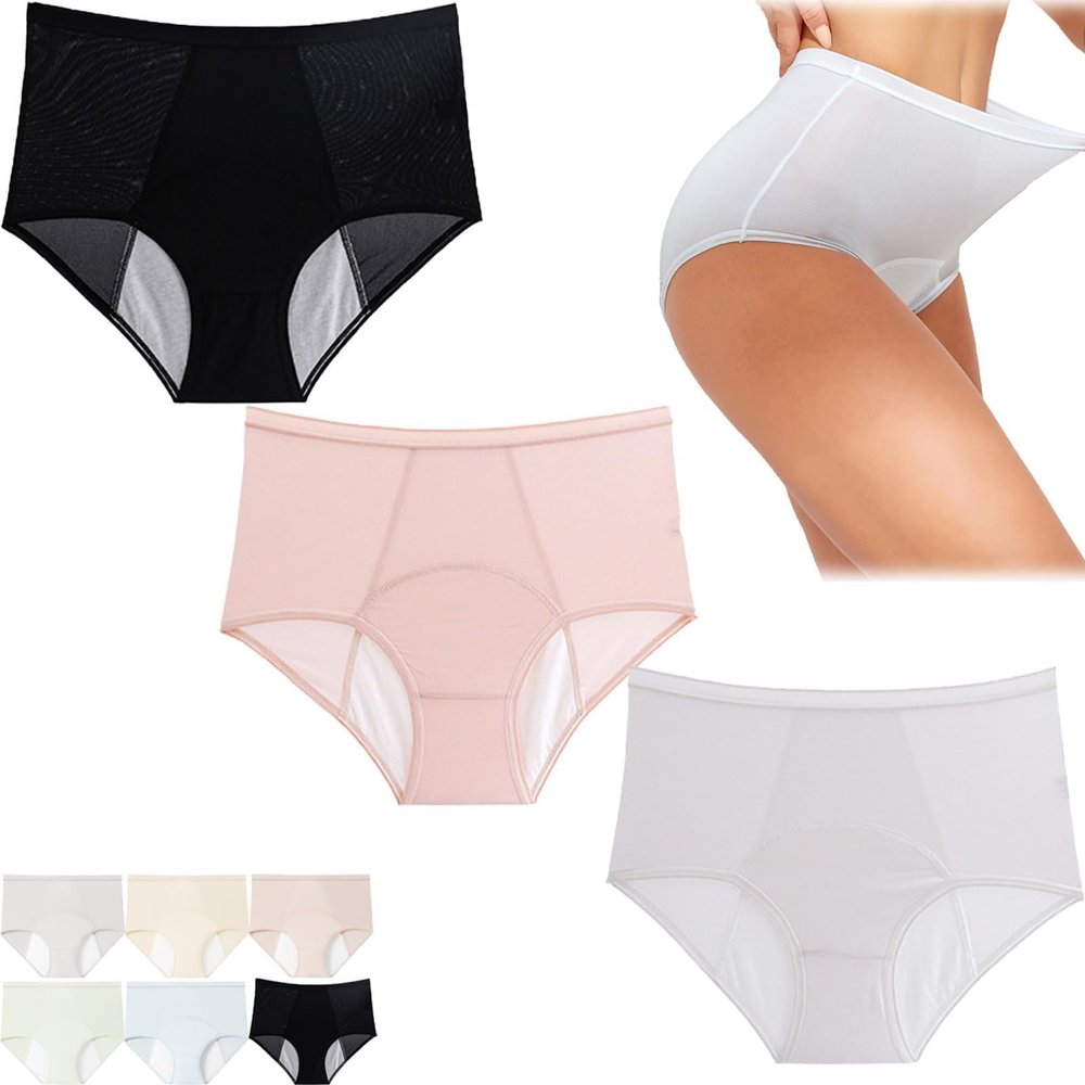 PETSBURG Leakproof Underwear for Women Over 60s with Incontinence,High Waisted Leakproof Period Pants, Leak Proof Underwear (Set D, 3XL)