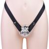 Sissy Men Metal Chastity Devices with Elastic Waist Strap, Male Flat Chastity Cage for Sissy & Gay - HA07 (Black, 55mm Ring) view 2