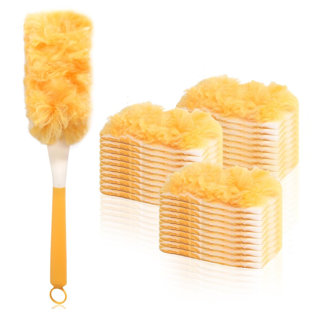 Dust Magnet 30 Pack Dusters for Cleaning 360 Dust Magnet Refills with 1 Handle Fluffy Dusters Refills Microfiber Duster Refill for Home School Office