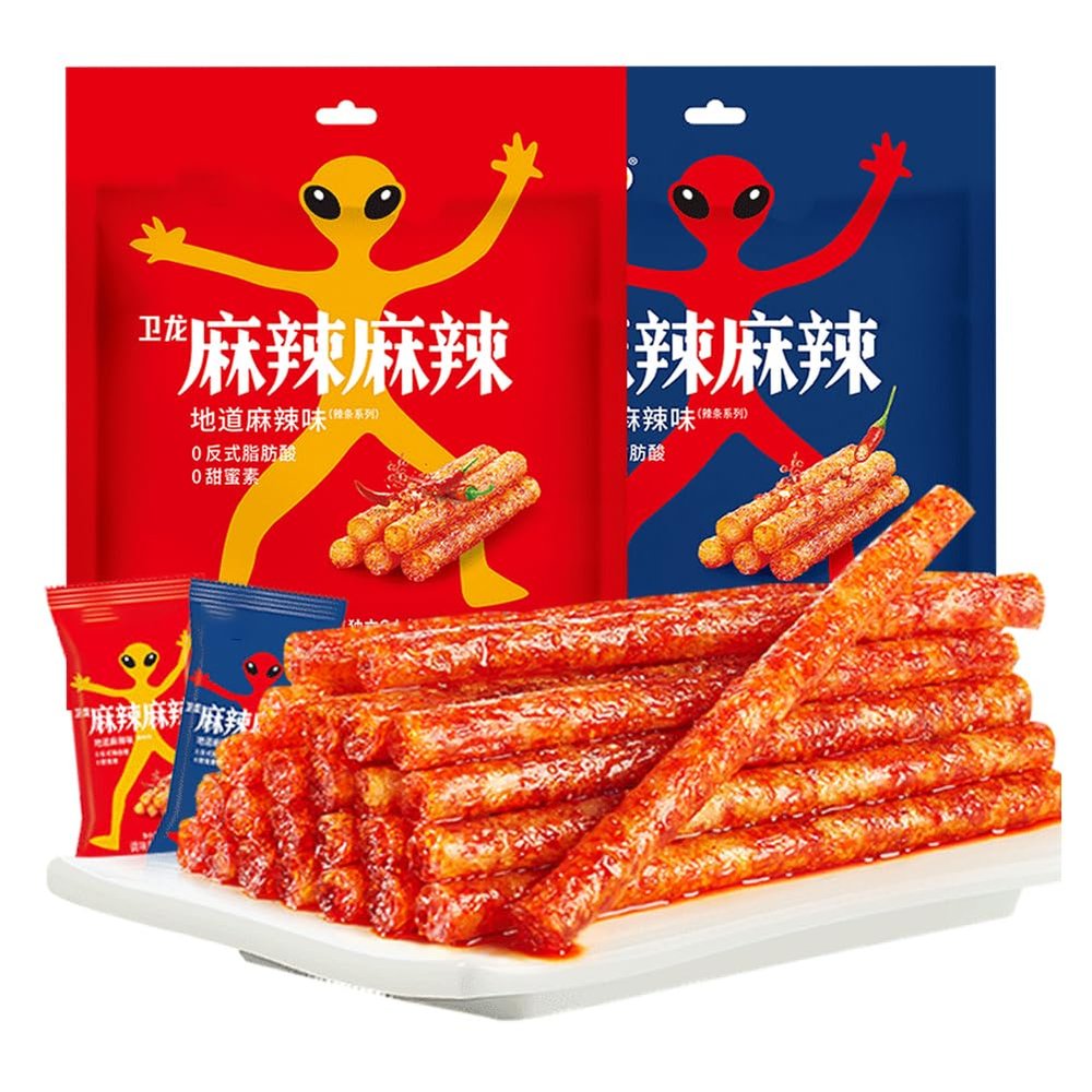 McKona Latiao 12 Packs Spicy Seasoned Snacks Sweet and Spicy Chinese Spicy Snacks Classic Hot Strips for Office Casual Snack(12 * 18g) (Slightly spicy and very s)
