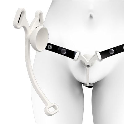 Male Chastity Cage with Elastic Three-Way Strap, Lightweight Flat Chastity Devices for Sissy Men, Negative Inverted Chastity Cage -UKHA05 (Z:White, Short)