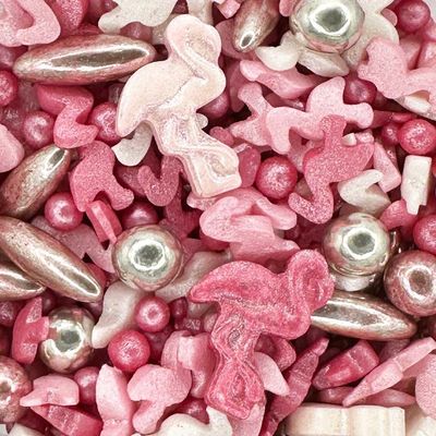 Sprinkletti - Glamingo 3D - 100g Cake Topper Sprinkles - Chocoballs, Jumbo Rice, Balls, Crystals And Sugar Shapes - Edible Cake Decorations - Birthday Cake Sprinkles