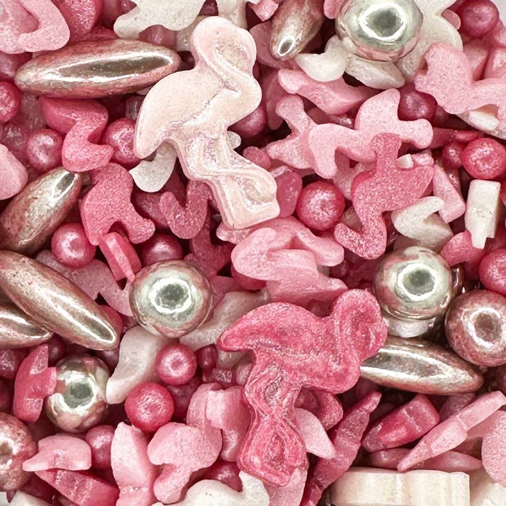 Sprinkletti - Glamingo 3D - 100g Cake Topper Sprinkles - Chocoballs, Jumbo Rice, Balls, Crystals And Sugar Shapes - Edible Cake Decorations - Birthday Cake Sprinkles