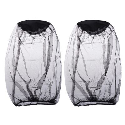 2Pcs Portable Face Net Mesh Lightweight Pull Over Mosquito Head Net Face Mesh Nylon Mosquito Midge Net Hat for Hiking Camping Climbing