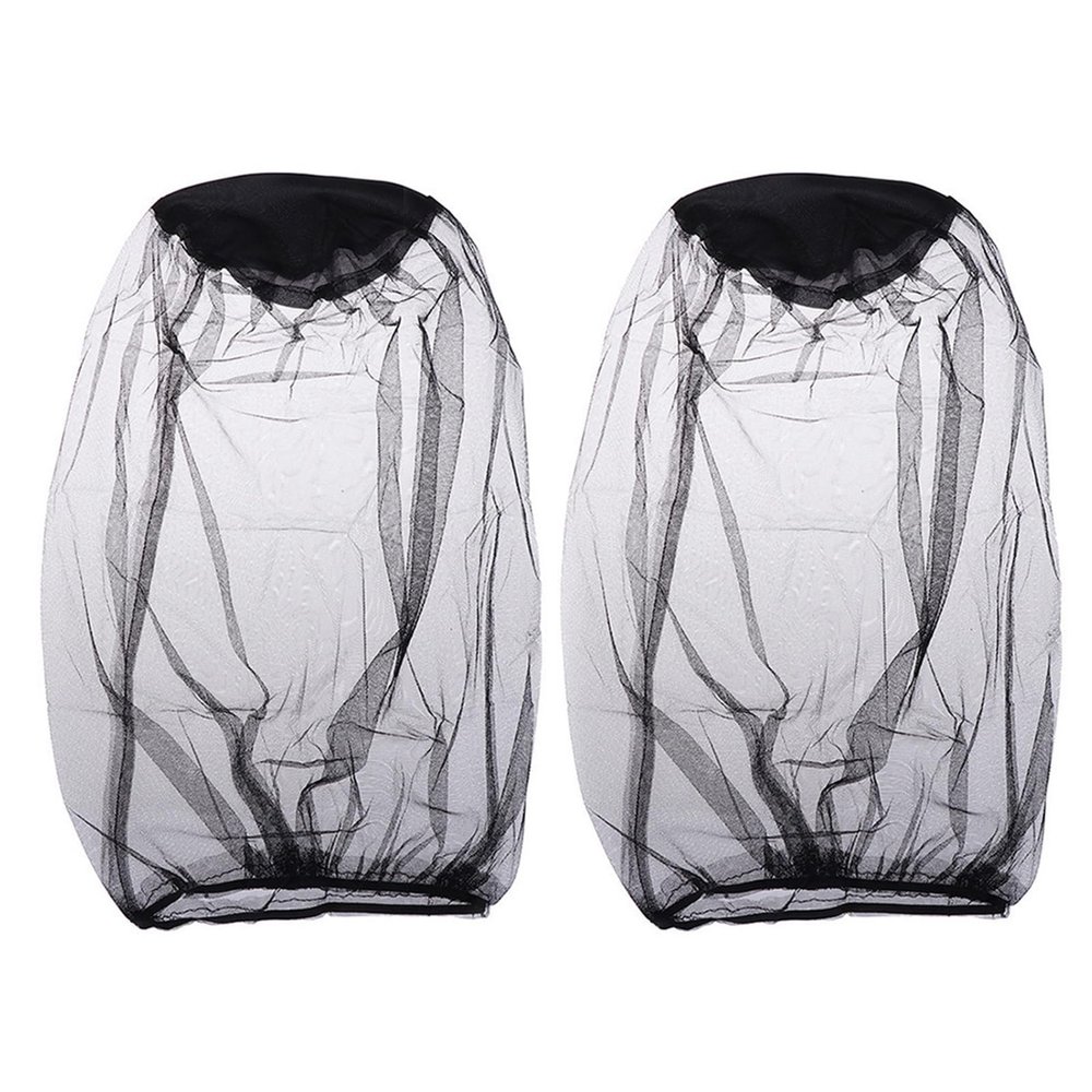 2Pcs Portable Face Net Mesh Lightweight Pull Over Mosquito Head Net Face Mesh Nylon Mosquito Midge Net Hat for Hiking Camping Climbing