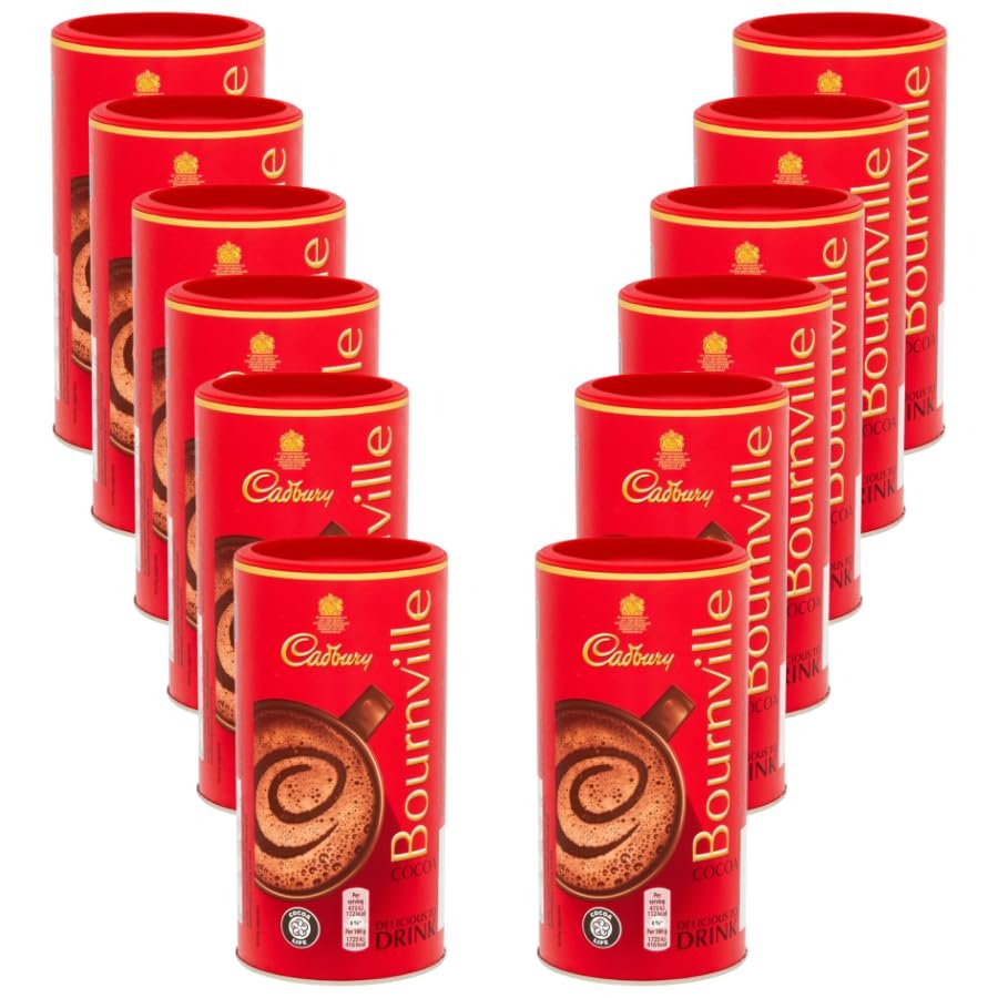 Hot Chocolate & Cocoa Bundle with Cadbury Bournville Dark Chocolate Cocoa Powder Tin 250g - 12 Pack | Ideal For Baking, Cocoa Powder, Suitable For Vegetarians.