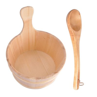Sauna Bucket Kit - 4L Wooden Bucket, Cedar Sauna Bucket with Handle | Wooden Bucket and Ladle Kit, Sauna Equipment Accessories and Dry Room for Sauna, Hammam, Bathroom