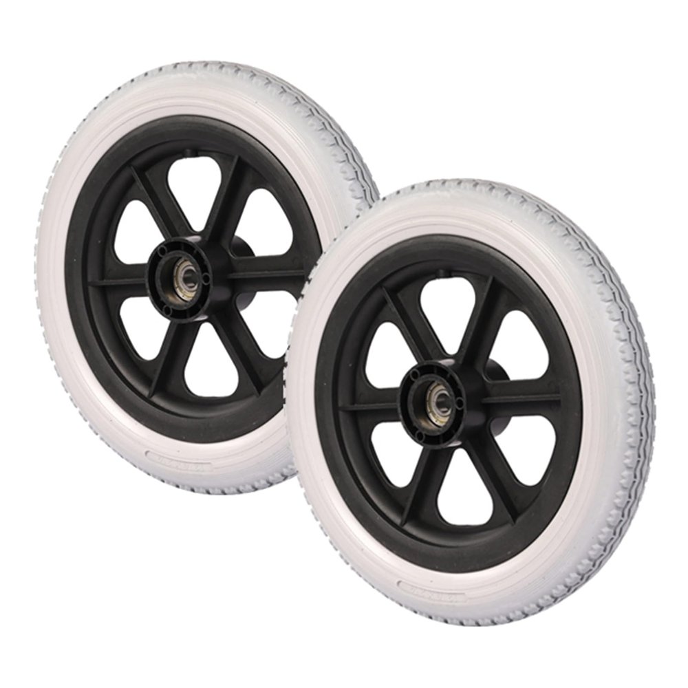 12 1/2x2 1/4 Rear Wheels for Wheelchair, 12 Inch Manual Wheelchairs Replacement Wheel, Non-Inflatable Solid Tire, Replaceable Trolley Wheels, with 1/2" Bearing (2 Pack)