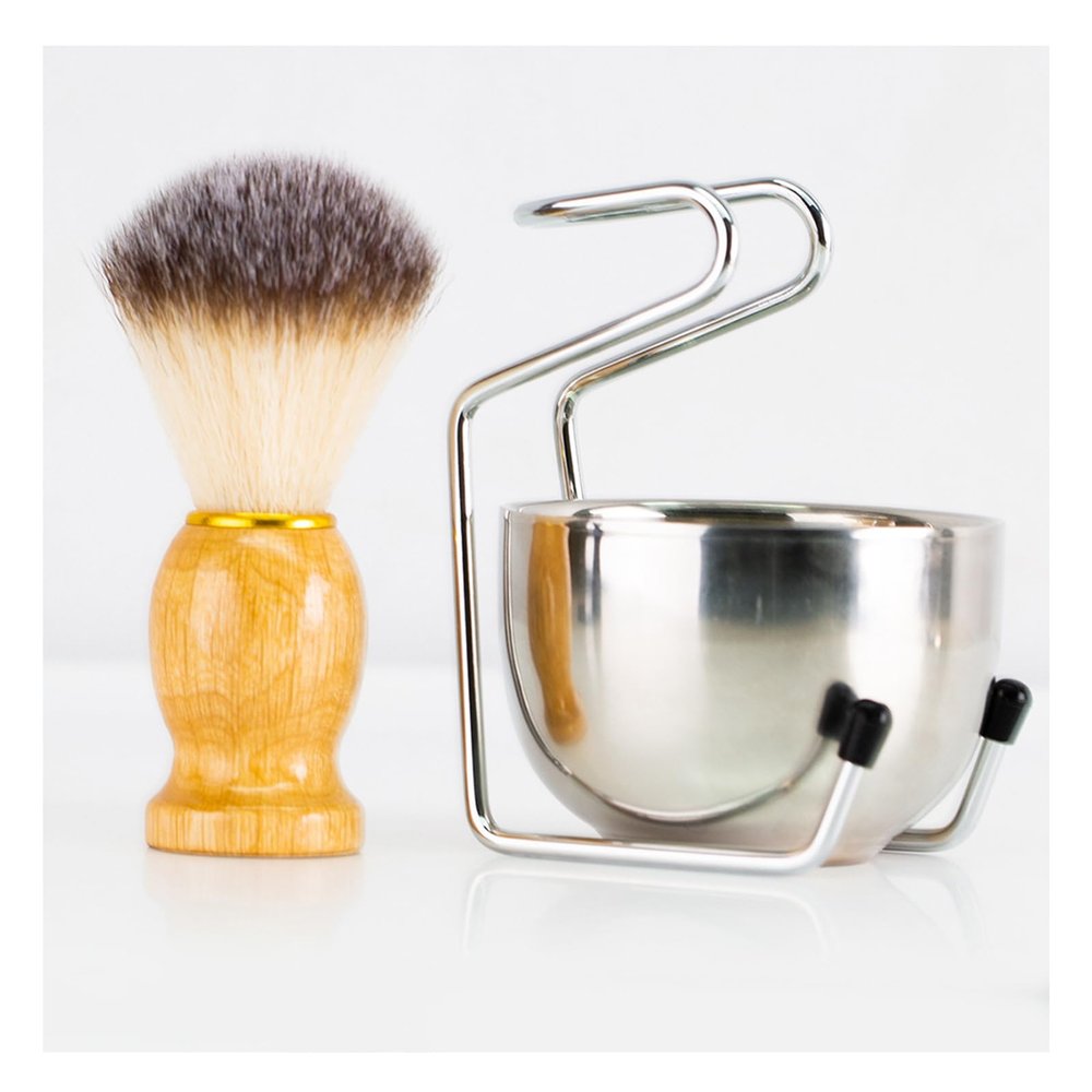 3-in-1 Wet Razor Set Including Vegan Shaving Brush Stainless Steel Shaving Stand Shaving Bowl Shaving Holder Suitable Wet Shaving Set for Beginners and Professionals
