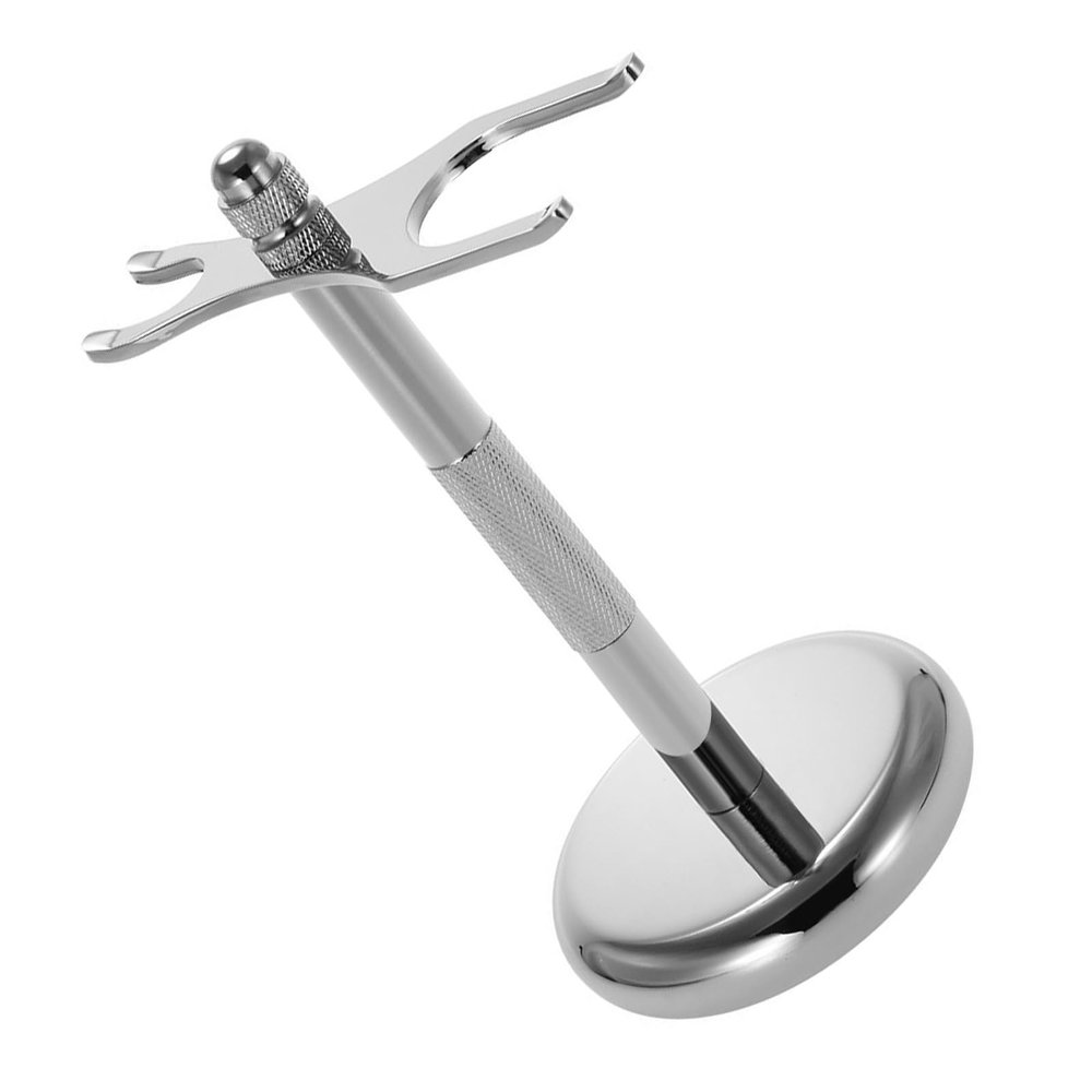 Stainless Steel Safety Razor Stand Non-Slip Base Shaving Stand Men Razor Holder Portable for Safety Razor and Shaving Brush