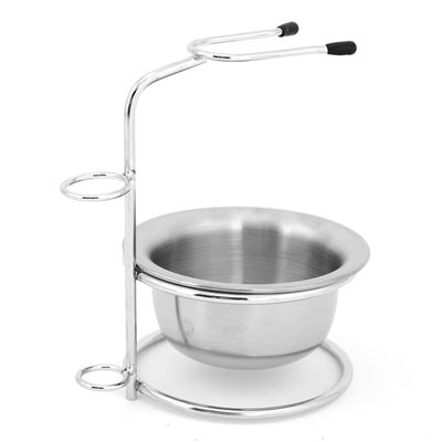 Shaving Stand Bowl Set Metal Shaving Brush Holder Stainless Steel Razor Soap Stand Bowl Stand Shaving Holder for Smooth Wet Shaving