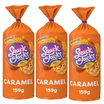 Biscuits & Crackers Bundle with Snack a Jacks Smooth Caramel Crispy Rice & Corn Cakes Snacks 159g - 3 Pack | Caramel Flavour Rice and Corn Cakes, Suitable for Vegetarians.