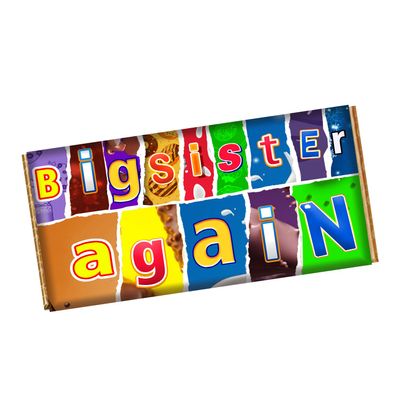 Big Sister Again Chocolate Bar Wrapper Novelty Gift Present For New Baby CH-9674 (with chocolate bar (100g))