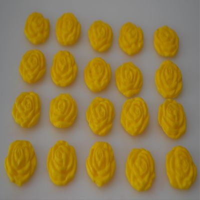 20 x Edible 3D Iced 20mm Golden Yellow Roses Cupcake Toppers, Decorations Cake