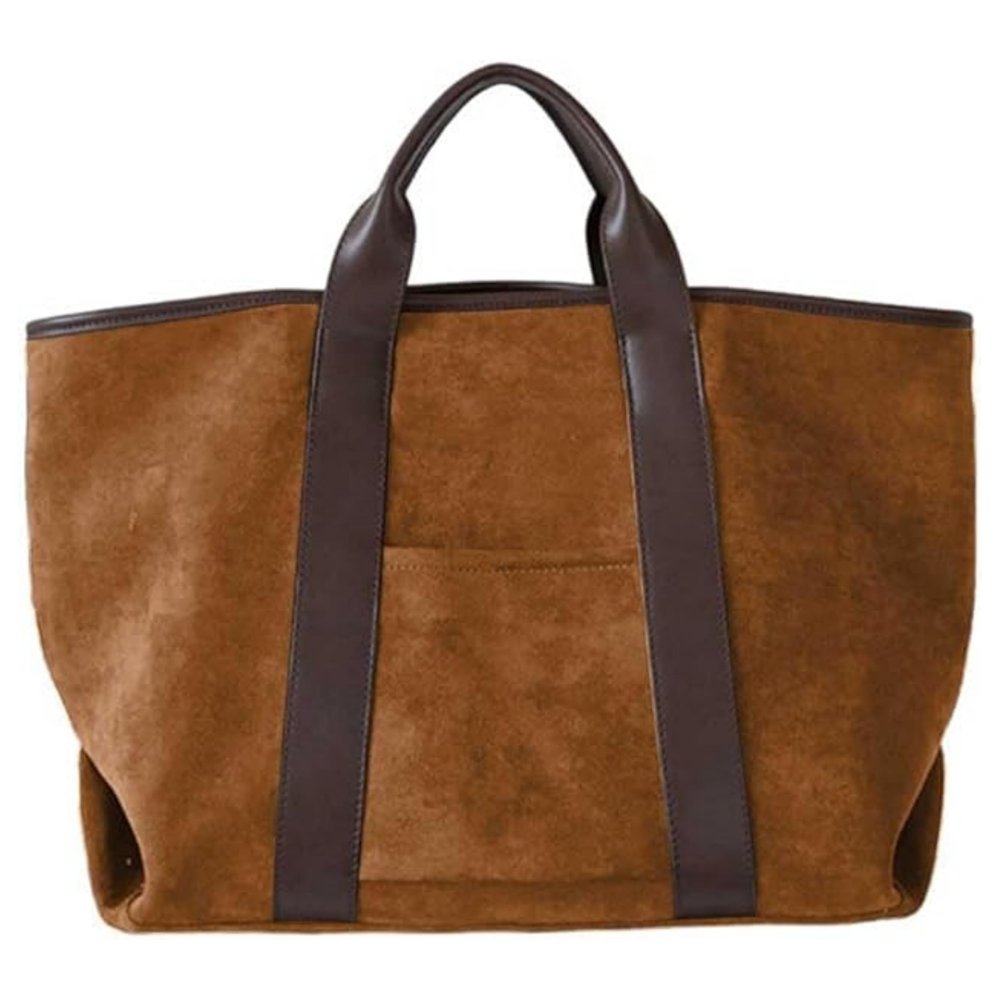 Large Capacity Suede Tote Bag,Women Soft Faux Leather Casual Handbags,Vintage Top Handle Fashion Shoulder Satchel Bag (Brown,20.08x12.6x6.69 in)