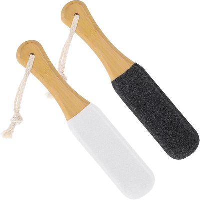 GEDRACKPMYN 2-Pack Dual-Surface Foot Files, Remover Double Sided Pumice Stone Foot File with Wooden Handle, Remove Calluses, Cracked Heels, Dead Skin, Corns, and Crusty Skin