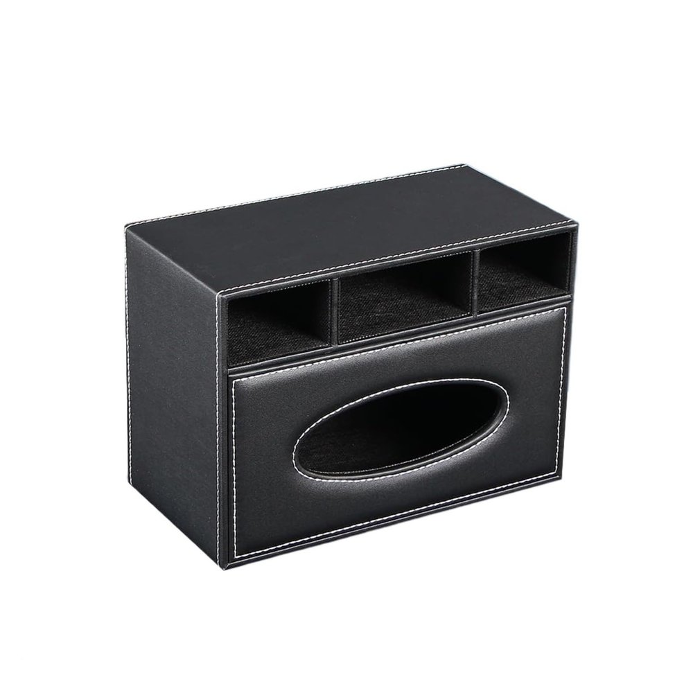 DFHS46JK Tissue Box Cover PU Leather Multifunctional Tissue Box Cover Holder, Organizer For Bathroom Vanity Countertops Decor In Living Room