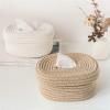 DFHS46JK Tissue Box Cover Simple Cotton Rope Hand Woven Tissue Storage Box, Creative Desktop Storage Box, Paper Drawer Washable In Living Room(White) view 3