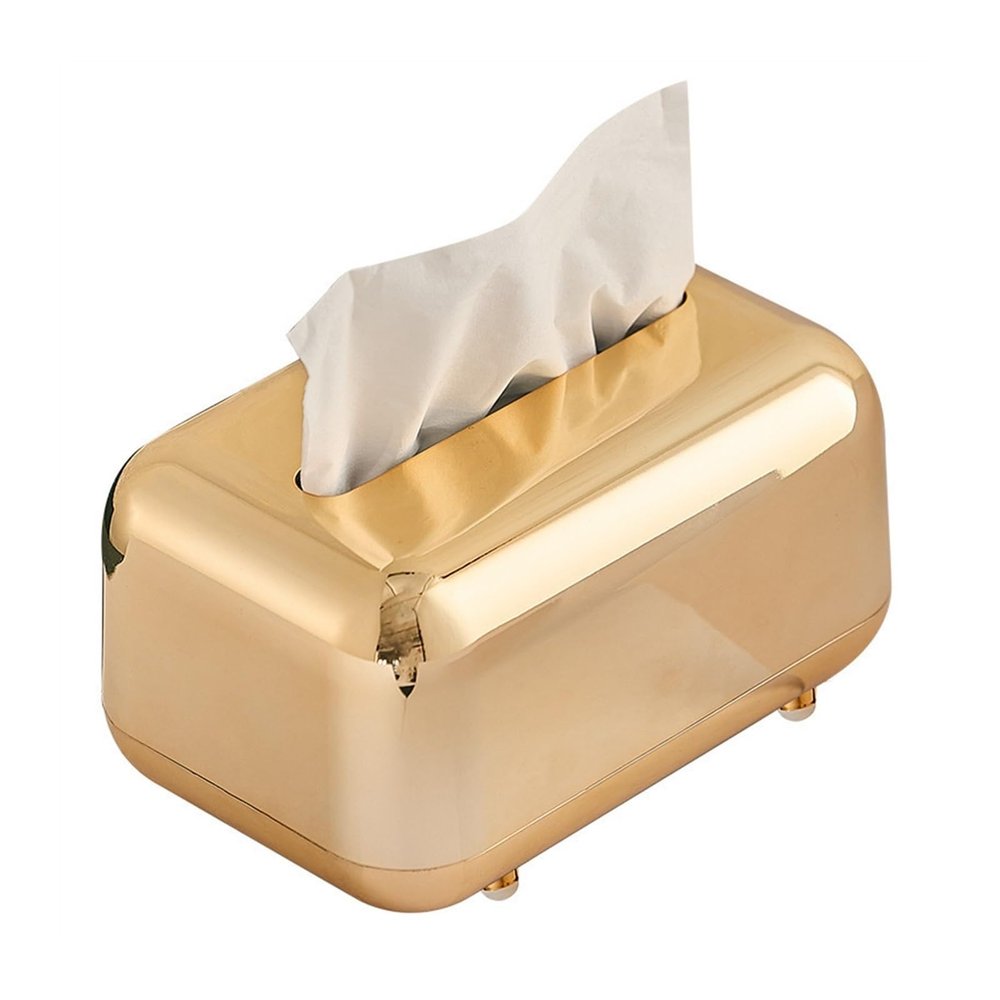 DFHS46JK Tissue Box Cover Electroplated Tissue Box, Creative Tissue Storage Box For Household Living Room, Dining Room Desktop, Paper Drawer In Living Room(Gold)