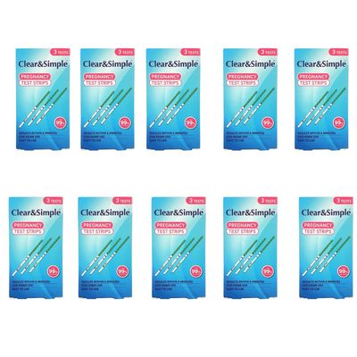 Clear & Simple Pregnancy Test Strips 3pk - Find Out If Your are Pregnant in Just 5 Minutes with A Clear & Simple Pregnancy Test Strip - Over 99% Accurate.