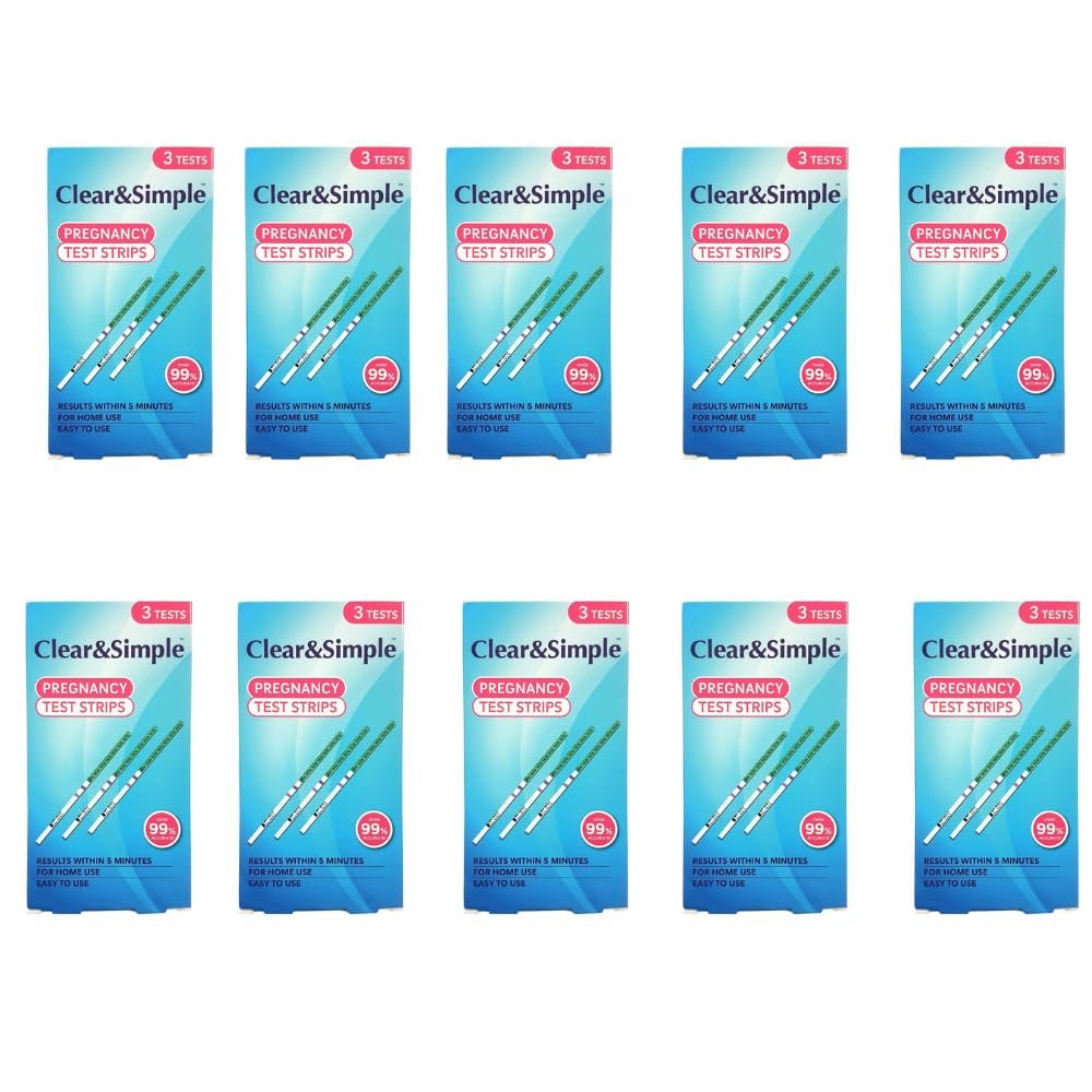 Clear & Simple Pregnancy Test Strips 3pk - Find Out If Your are Pregnant in Just 5 Minutes with A Clear & Simple Pregnancy Test Strip - Over 99% Accurate.