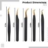 5 Pcs Lash Tweezers Kit, Professional Stainless Steel Eyelash Extension Tools With Curved Tips, Non-Slip Grip, Ideal For Beauty Salons And Home Use view 2