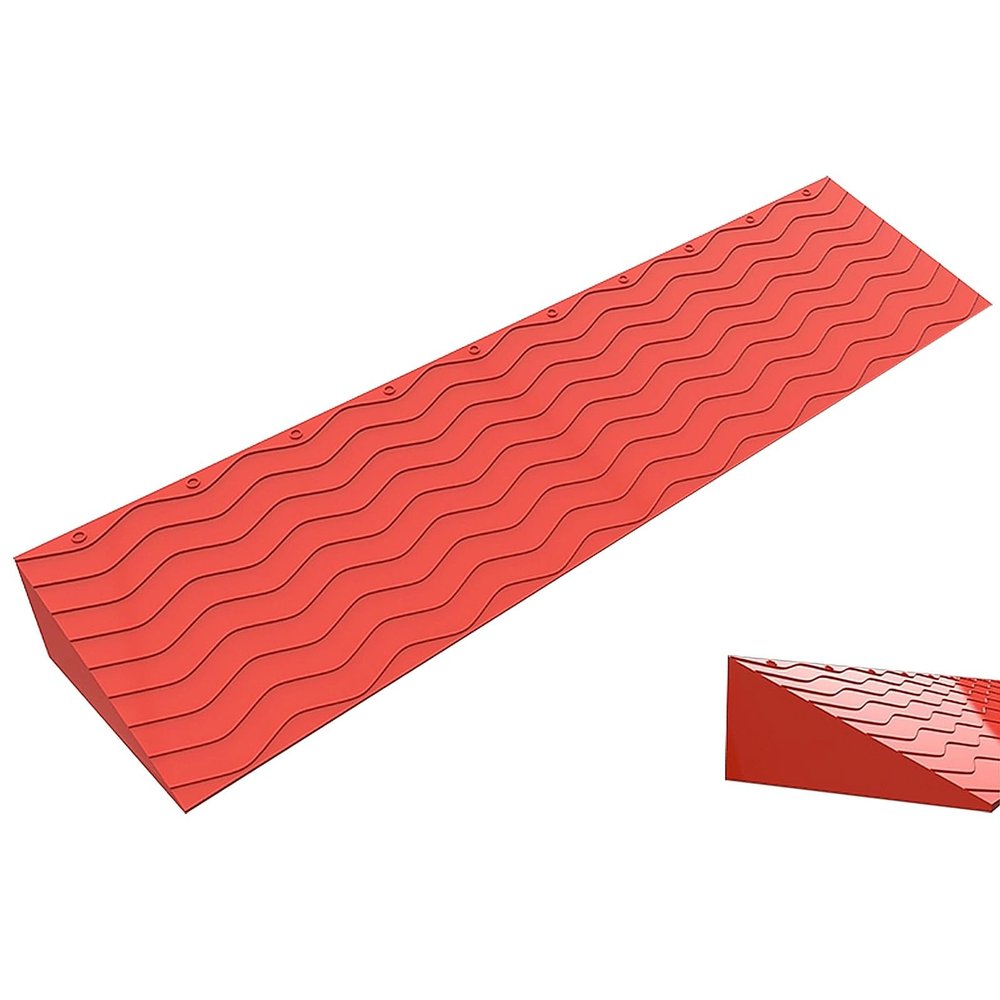1 Pack Plastic Curb Ramps Entrance Kerb Ramp Portable Lightweight Threshold Ramp for Wheelchair Home Entry Bathroom Floor Tile(Red,10cm/4" rise high)