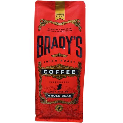 Bradys Whole Coffee Beans Espresso Blend 1kg - 100% Arabica Coffee Beans Featuring Brazilian, Guatemalan & Colombian Coffee Beans - Medium Roast Coffee Beans - Chocolate Notes