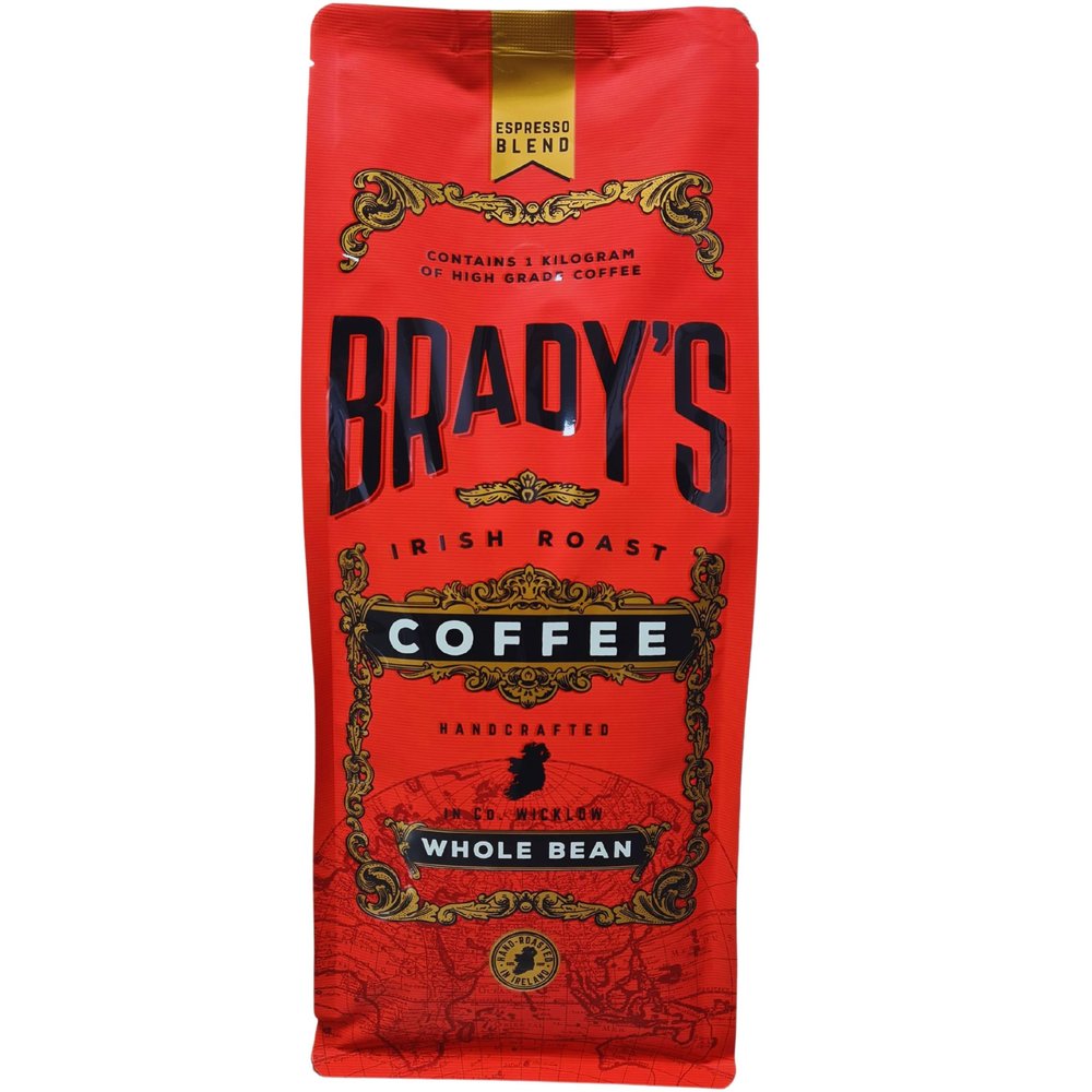 Bradys Whole Coffee Beans Espresso Blend 1kg - 100% Arabica Coffee Beans Featuring Brazilian, Guatemalan & Colombian Coffee Beans - Medium Roast Coffee Beans - Chocolate Notes
