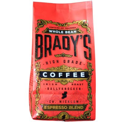 Brady's Whole Coffee Beans Espresso Blend - 227g Medium Roast Featuring Brazilian, Guatemalan & Colombian Origins - Chocolate Notes
