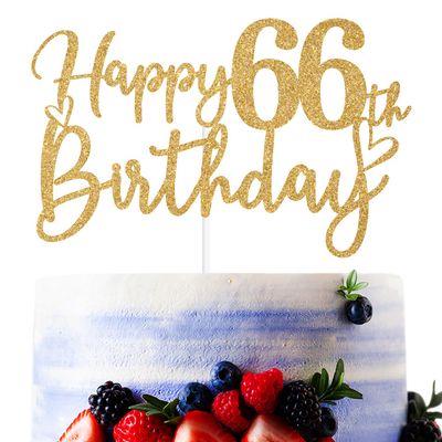 Gold Glitter Happy 67th Birthday Cake Topper, Cheers to 67 Years/67 Years Loved & Blessed, Funny 67th Birthday Party Decorations Supplies