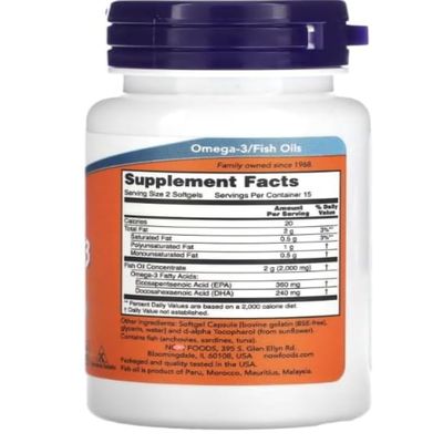 Foods, Omega-3 Fish Oil, 1,000 mg, 180 EPA - 120 DHA, 30 Softgels