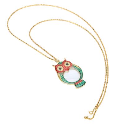 10x Magnifier Necklace Cute Owl Pattern Necklace Hanging Magnifier Reading Magnifier Pendant Necklace Magnifier for Reading, Enhance Vision