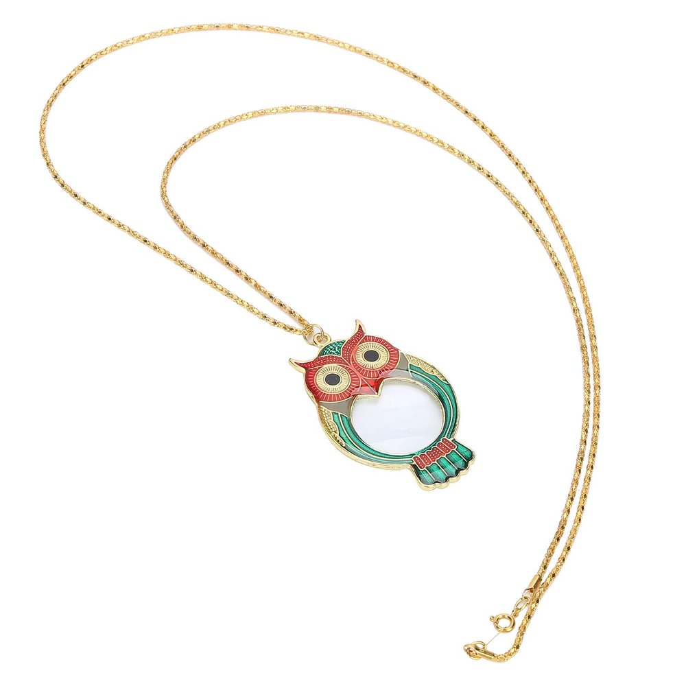 10x Magnifier Necklace Cute Owl Pattern Necklace Hanging Magnifier Reading Magnifier Pendant Necklace Magnifier for Reading, Enhance Vision