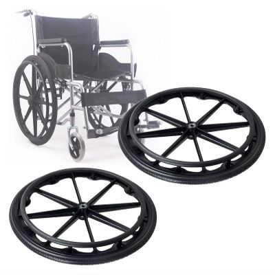 Wheelchair Rear Wheels Replacement Set Of Set Of 2 20in 22in 24in Wheelchair Wheel, Integrally Formed Solid Polyurethane Tire Wheelchair Wheel, With Bearings, Handrim And Threaded Stem(20in(51cm)*13/8