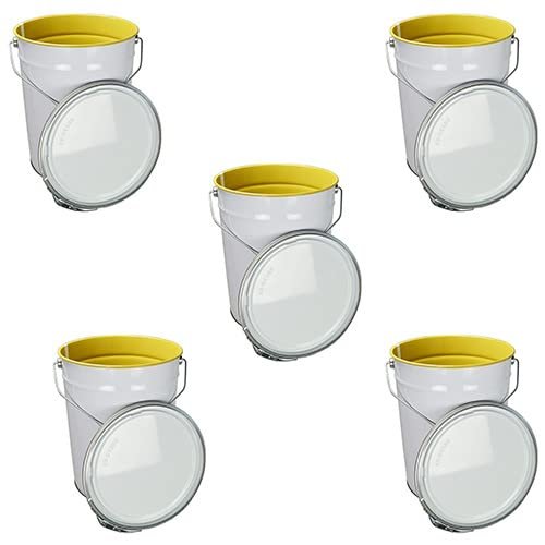 ITP Packaging 5 Litre Metal Tin Pail Bucket Drum Tub with Lid & Ring Closure UN Approved Lacquered Interior for Water Based Products (50)