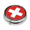 WHJYYXDE Round Pill Box 2.0x2.0x0.7 in Mini Travel Medicine Pill Organizer Box for Travel, Light to Carry Swiss Flag Printing view 2