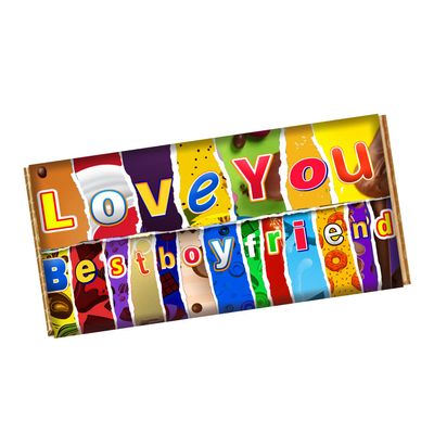 Love You Best Boyfriend Chocolate Bar Wrapper Novelty Gift Present For Lover Partner On Valentines Birthday Xmas CH-9717 (without chocolate bar (wrapper only))